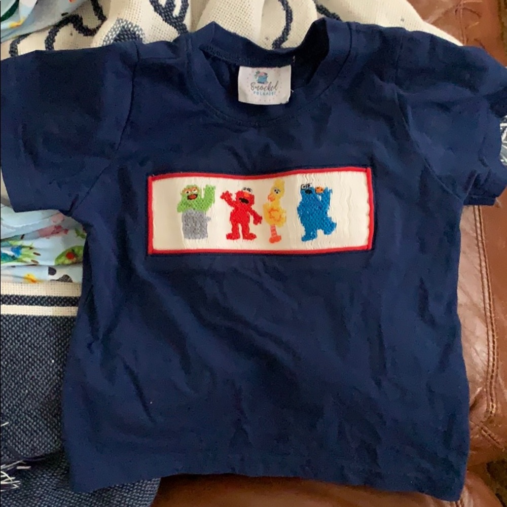 Smocked Polka Dot Sesame Street shirt